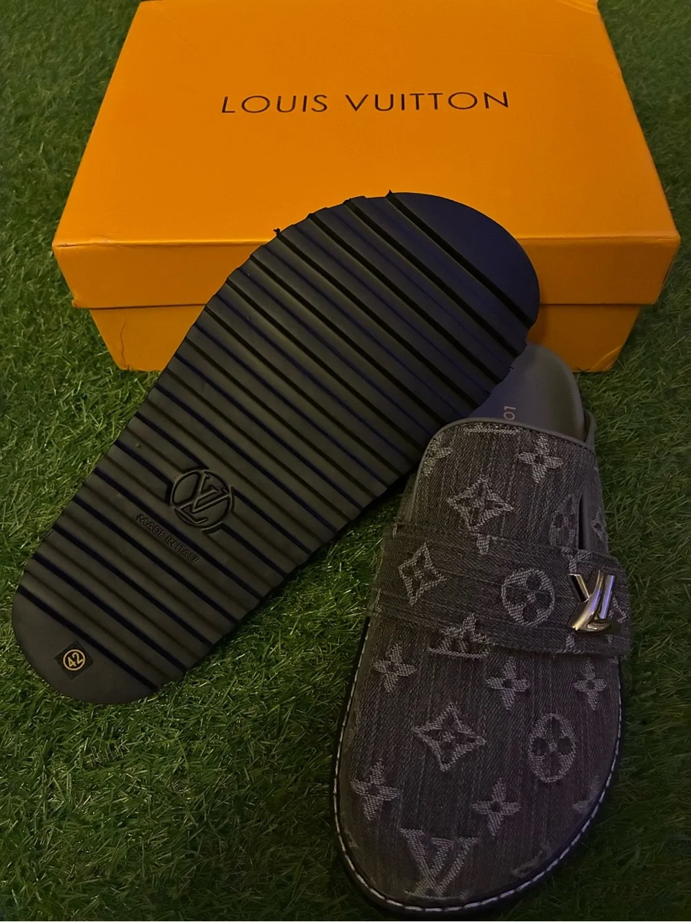 Louis Vuitton Gray Monogram Mule Clogs